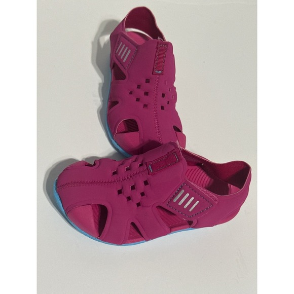 Wonder Nation Water Sandals Kids Pink Blue Adjustable Strap Size 7/8‎ - Picture 2 of 4